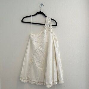 Free People - One Shoulder Lace Mini Dress - White - Size S